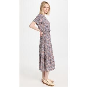 Nation LTD Martine Casual Peasant Cherry Blossom Drop Waist Maxi Dress Size S
